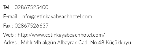 etinkaya Beach Hotel telefon numaralar, faks, e-mail, posta adresi ve iletiim bilgileri